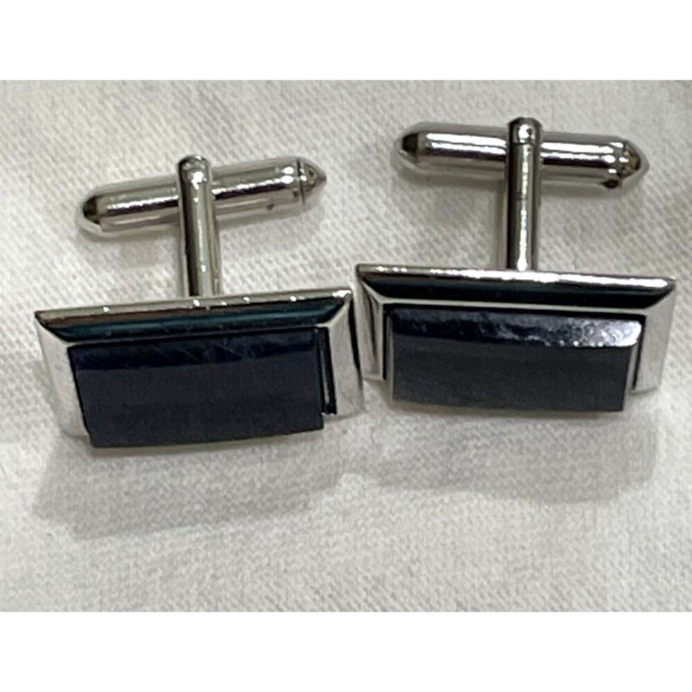 Classy High Quality Silvertone Rectangle Shape Cu… - image 4